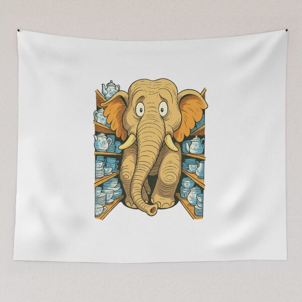 Item preview, Elephant in the China Shop – Cartoon Chaos Tee designed and sold by Fleetwood1994.