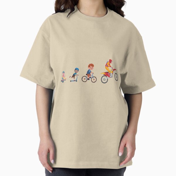 Vista previa del artículo con la obra «Evolución del motociclista: del triciclo a la motocicleta», diseñado y vendido por ChainLogic.
