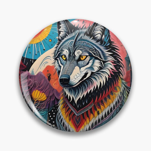 Item preview, Fantasy Wolf Doodle Art – Surreal Abstract Totem in Vibrant Colors designed and sold by BrushRushX.