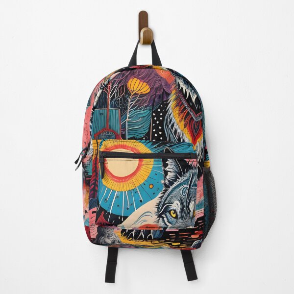 Item preview, Fantasy Wolf Doodle Art – Surreal Abstract Totem in Vibrant Colors designed and sold by BrushRushX.