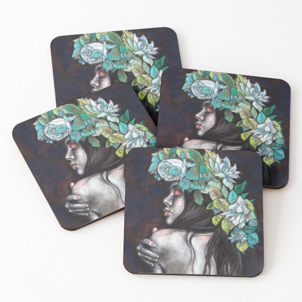 Item preview, Wild Grace I – Ethereal Feminine Portrait with Floral Crown in Chalk Pastel designed and sold by Laini Eckardt.