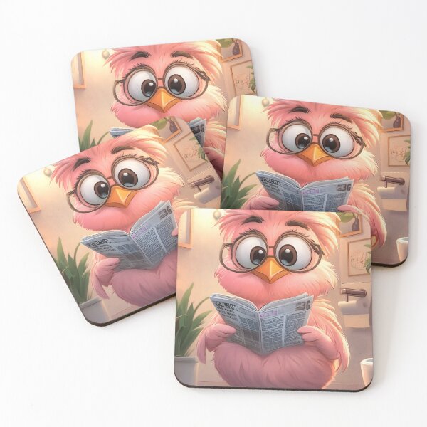 Item preview, Animal Pastel Flamingo Wearing Glasses Reading Newspaper Seated Toilet designed and sold by mildaclairmo.