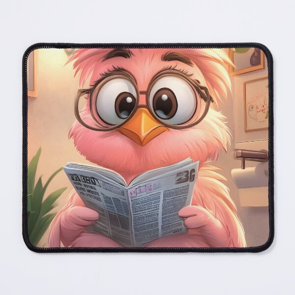 Item preview, Animal Pastel Flamingo Wearing Glasses Reading Newspaper Seated Toilet designed and sold by mildaclairmo.