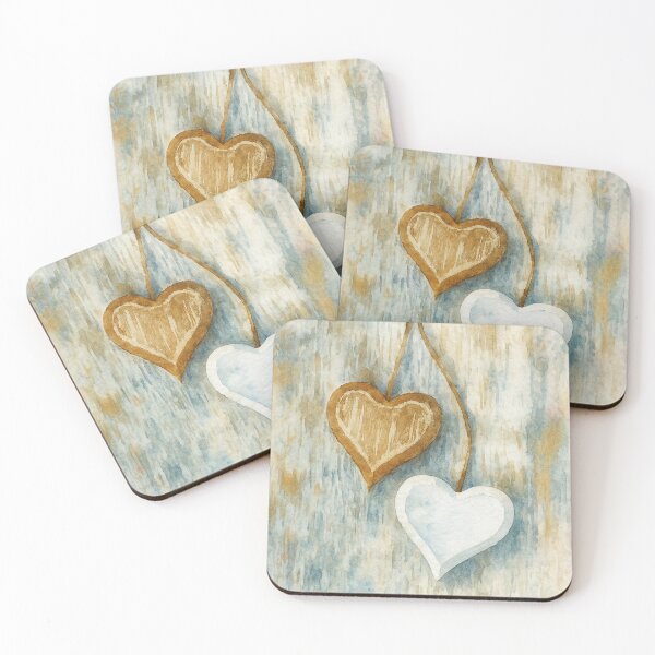 Item preview, Rustic Wooden Hearts – Soft Watercolor Effect designed and sold by Pacika.