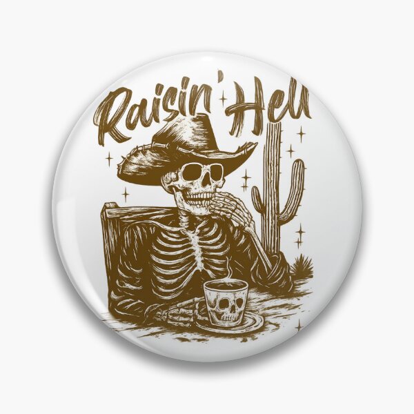 Artikelvorschau, Raisin' Hell Skelett Cowboy Kaffeeszene – Western Gothic Art entworfen und verkauft von haitrieuic96.