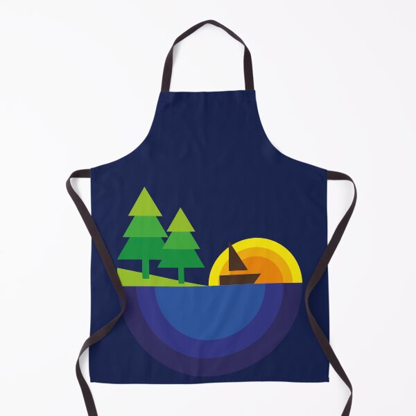 Item preview, Geometric Lake Scene - Retro Nature Aesthetic designed and sold by fishdesigns.
