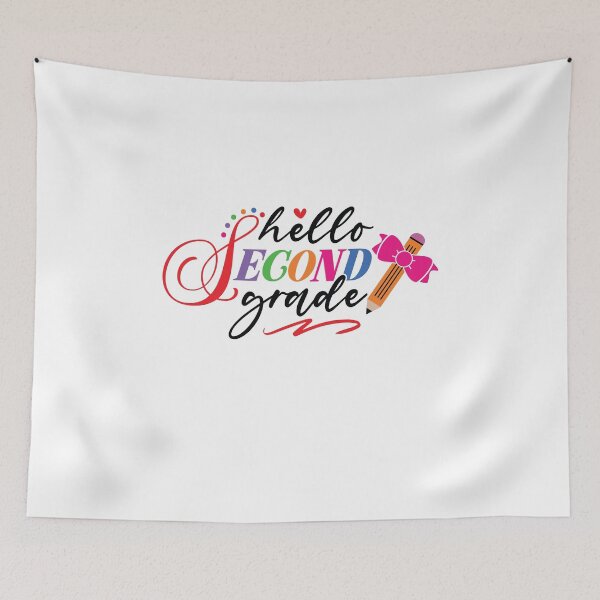 Item preview, Hello Second Grade Rainbow Script Pencil Bow Back to School designed and sold by facegm.