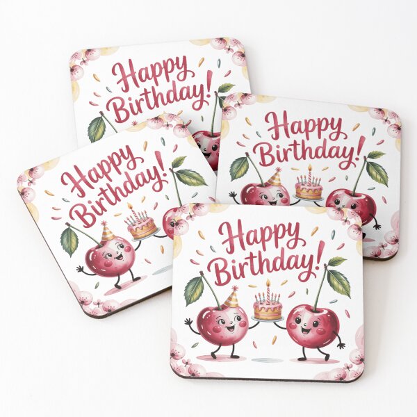 Item preview, Cherry Twins Happy Birthday designed and sold by ArtQueen777.