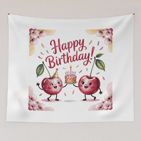Item preview, Cherry Twins Happy Birthday designed and sold by ArtQueen777.