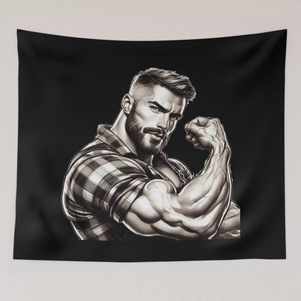Item preview, Vintage Lumberjack Daddy Muscle Power LGBTQ Gay Pride Graphic Design designed and sold by ItsAKinkThing.