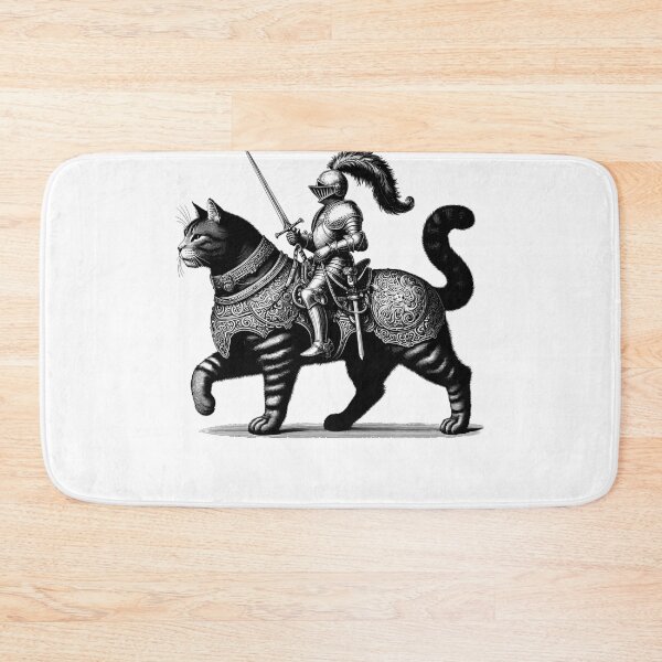 Item preview, Knight Cat Rider Vintage Retro Dark Art Medieval Cat Kitten designed and sold by Kimberley King Art  King Art.