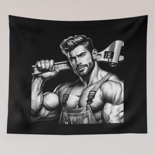 Item preview, Gay Builders Love Big Tools Daddy Muscle Power LGBTQ Gay Pride Graphic Design designed and sold by ItsAKinkThing.