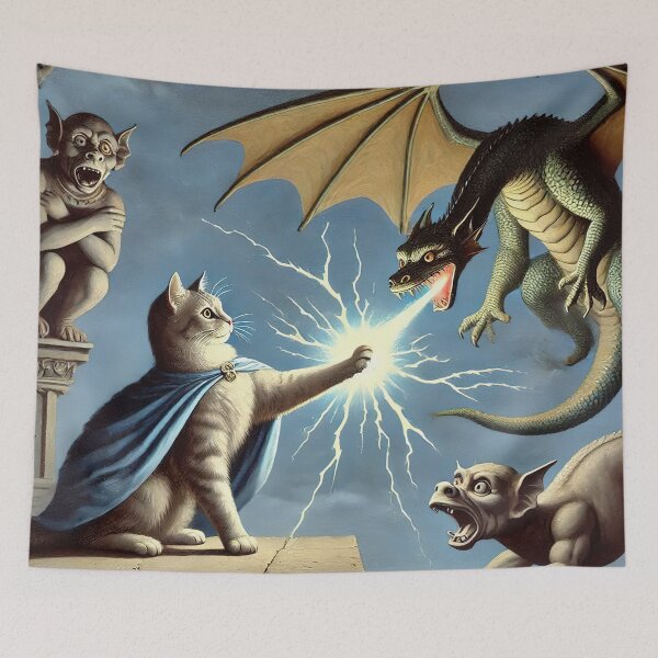 Item preview, Magical Wizard Cat and Dragon designed and sold by MorningFive.