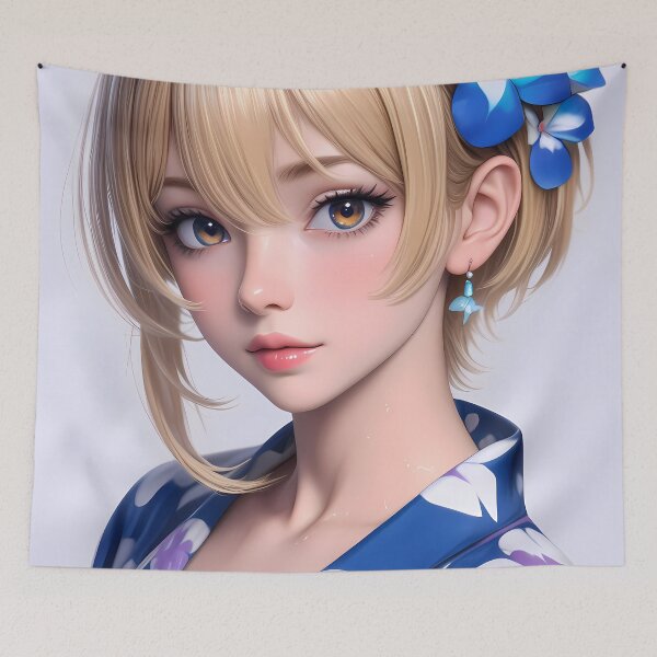 Item preview, Traveler Lumine Yukata Blooming Calm Genshin Impact Game Girl designed and sold by mildaclairmo.