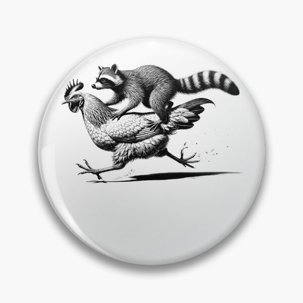 Item preview, Funny Raccoon Riding Chicken Running Vintage designed and sold by Kimberley King Art  King Art.