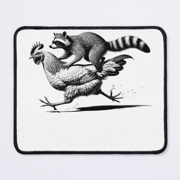 Item preview, Funny Raccoon Riding Chicken Running Vintage designed and sold by Kimberley King Art King Art.