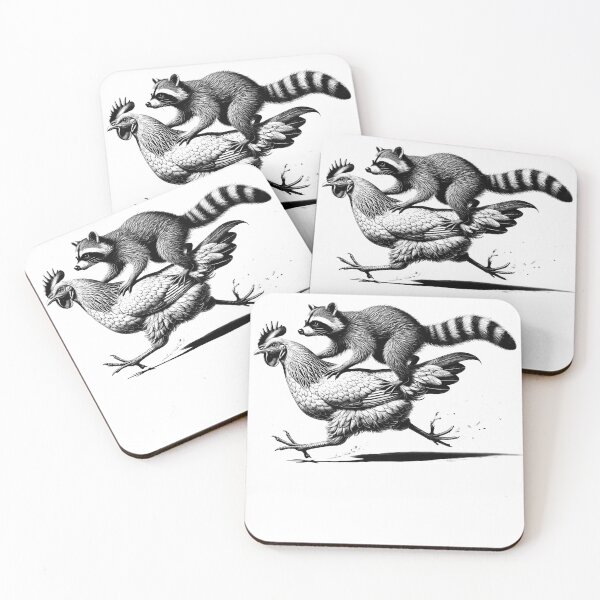 Item preview, Funny Raccoon Riding Chicken Running Vintage designed and sold by Kimberley King Art  King Art.