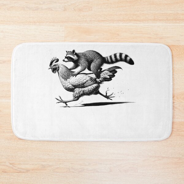 Item preview, Funny Raccoon Riding Chicken Running Vintage designed and sold by Kimberley King Art  King Art.