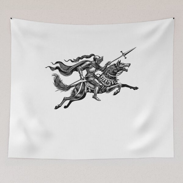 Item preview, Vintage Retro 90s Wolf Knight Dreamy Dark Art Medieval designed and sold by Kimberley King Art  King Art.