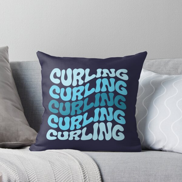Item preview, Curling Blue Wavy Retro Curling Lover designed and sold by StrideSuccess.