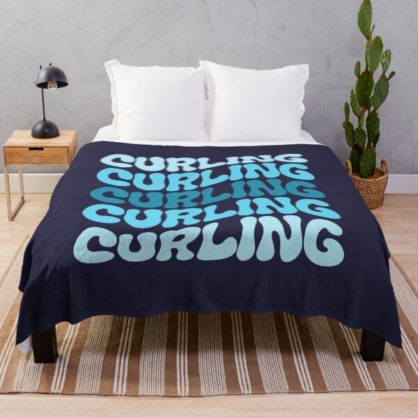 Item preview, Curling Blue Wavy Retro Curling Lover designed and sold by StrideSuccess.