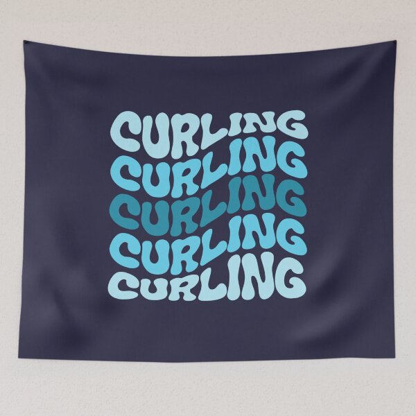 Item preview, Curling Blue Wavy Retro Curling Lover designed and sold by StrideSuccess.
