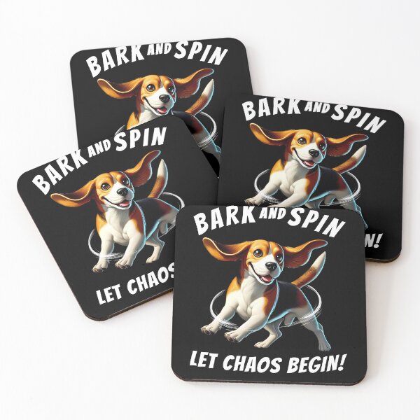 Item preview, Bark and Spin Let Chaos Begin Funny Beagle Dog Mom Dad designed and sold by Kimberley King Art  King Art.