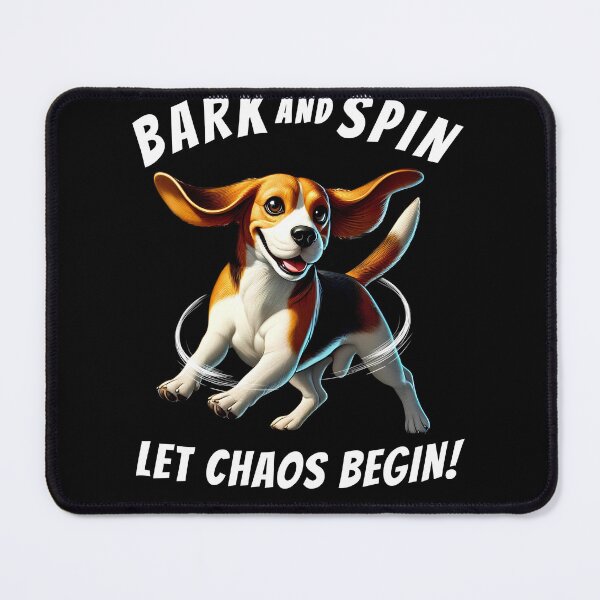 Item preview, Bark and Spin Let Chaos Begin Funny Beagle Dog Mom Dad designed and sold by Kimberley King Art  King Art.