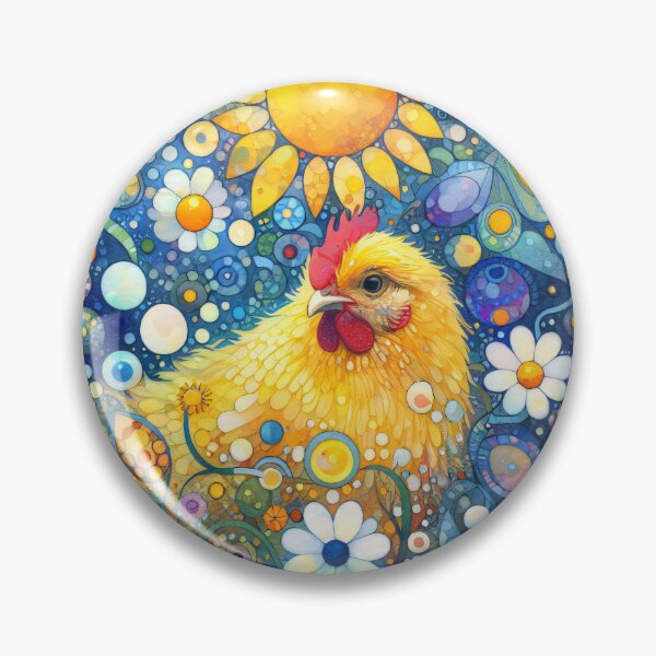Item preview, Cheerful Summer Folk Hen - Scandinavian Folk Art by heidiannemorris © designed and sold by FOLK ART FUSION by heidiannemorris.