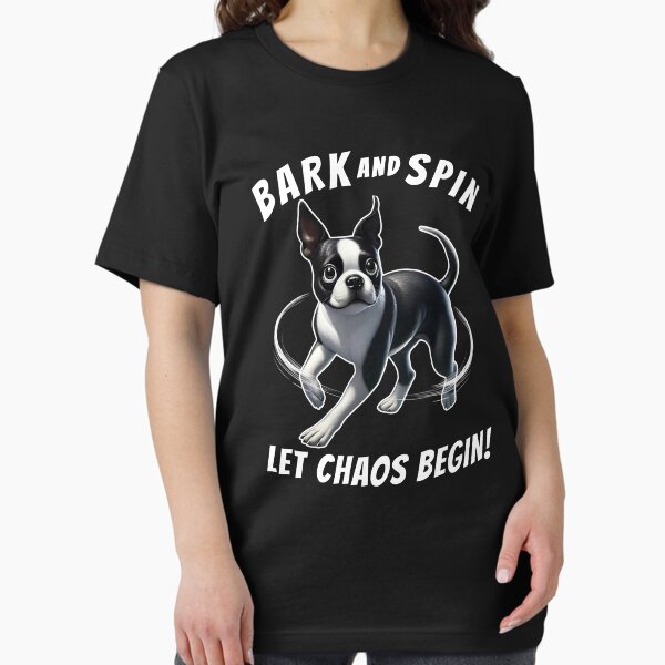 Item preview, Bark and Spin Let Chaos Begin Funny Boston Terrier Dog Mom Dad designed and sold by Kimberley King Art  King Art.