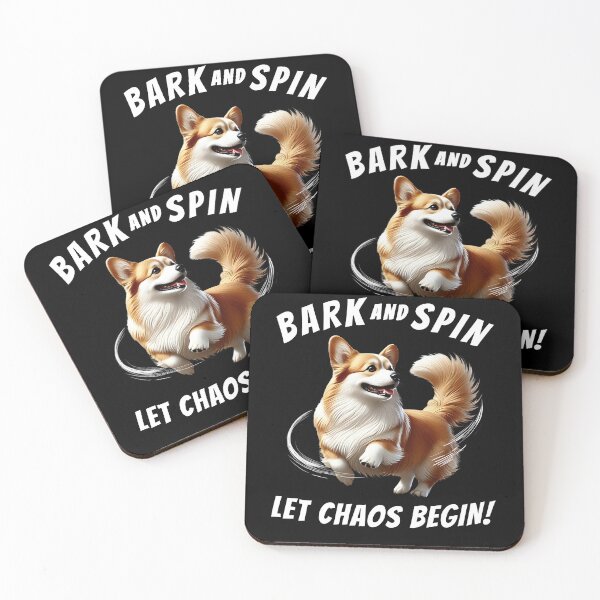 Item preview, Bark and Spin Let Chaos Begin Funny Corgi Dog Mom Dad designed and sold by Kimberley King Art  King Art.