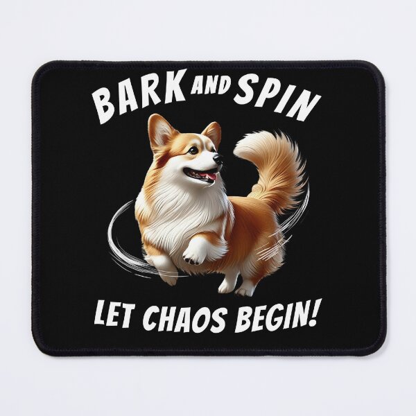 Item preview, Bark and Spin Let Chaos Begin Funny Corgi Dog Mom Dad designed and sold by Kimberley King Art  King Art.