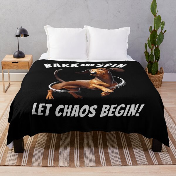Artikelvorschau, Bark and Spin Let Chaos Begin Lustiger Dackel Hund Mama Papa entworfen und verkauft von Kimberley King Art King Art.