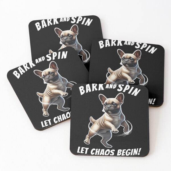 Item preview, Bark and Spin Let Chaos Begin Funny French Bulldog Dog Mom Dad designed and sold by Kimberley King Art  King Art.