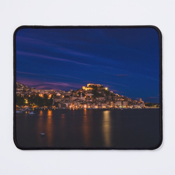 Item preview, Deep Blue Nightfall – Illuminated Adriatic Coastline designed and sold by Ellaire.