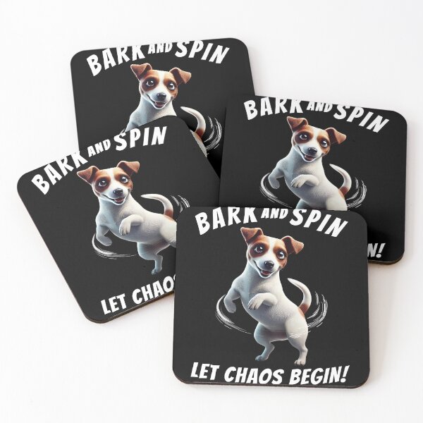Item preview, Bark and Spin Let Chaos Begin Funny Jack Russell Terrier Dog Mom Dad designed and sold by Kimberley King Art  King Art.