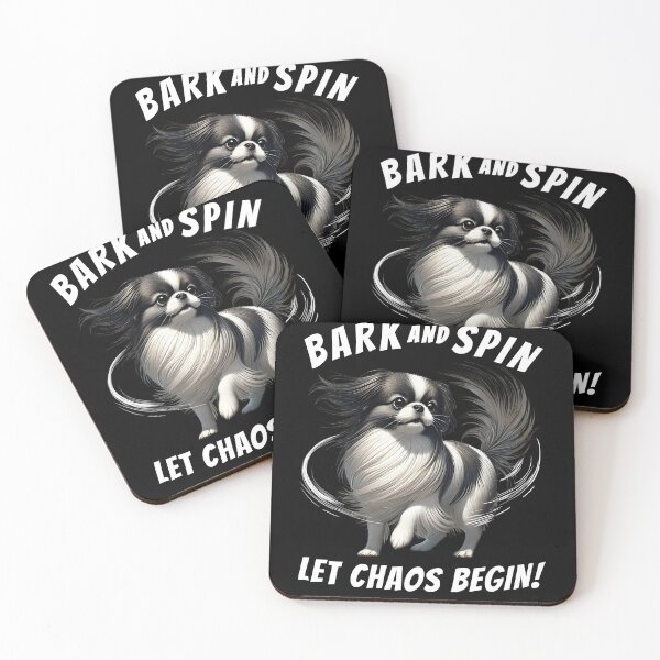 Item preview, Bark and Spin Let Chaos Begin Funny Japanese Chin Dog Mom Dad designed and sold by Kimberley King Art  King Art.