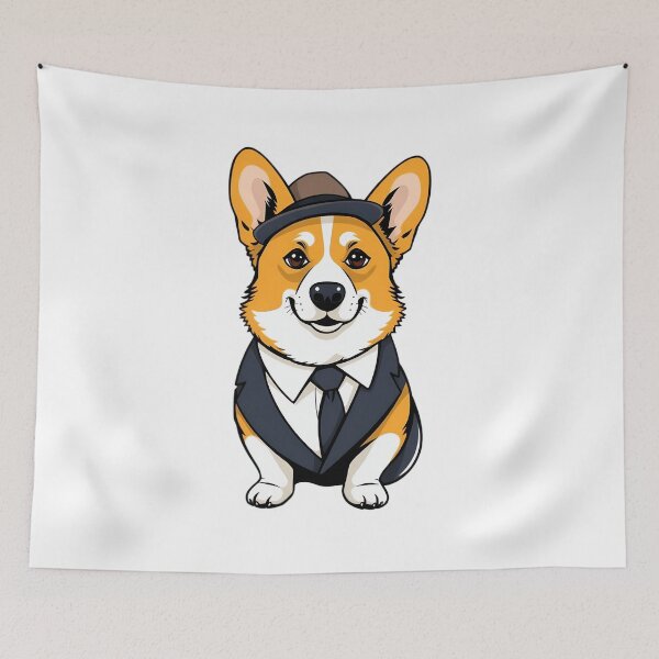 Item preview, A corgi dog wearing a suit and a gentleman's hat designed and sold by DOG DESIGN.