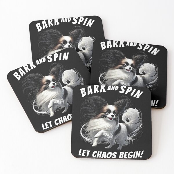 Item preview, Bark and Spin Let Chaos Begin Funny Papillon Dog Mom Dad designed and sold by Kimberley King Art  King Art.
