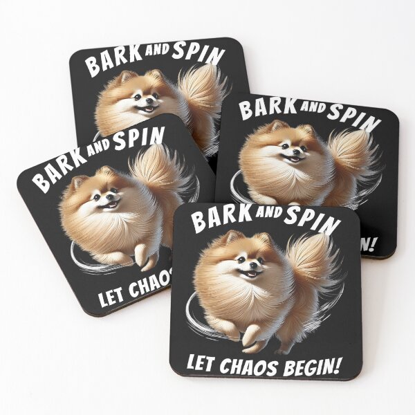 Item preview, Bark and Spin Let Chaos Begin Funny Pomeranian Dog Mom Dad designed and sold by Kimberley King Art  King Art.