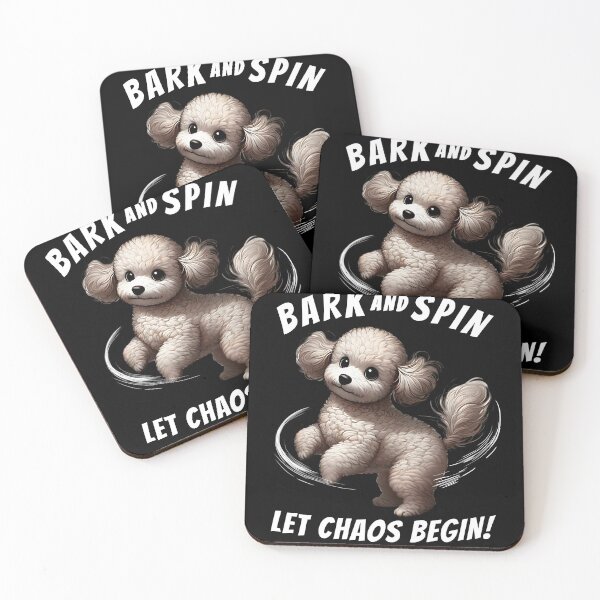 Item preview, Bark and Spin Let Chaos Begin Funny Toy Poodle Dog Mom Dad designed and sold by Kimberley King Art  King Art.