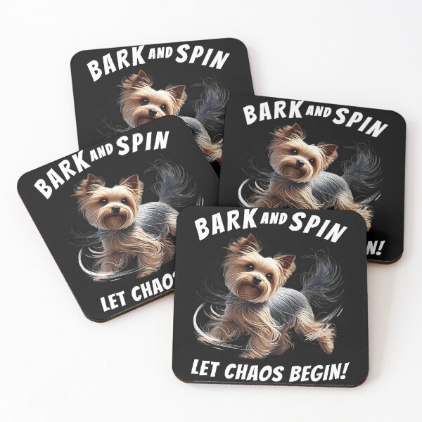 Item preview, Bark and Spin Let Chaos Begin Funny Yorkshire Terrier Dog Mom Dad designed and sold by Kimberley King Art  King Art.