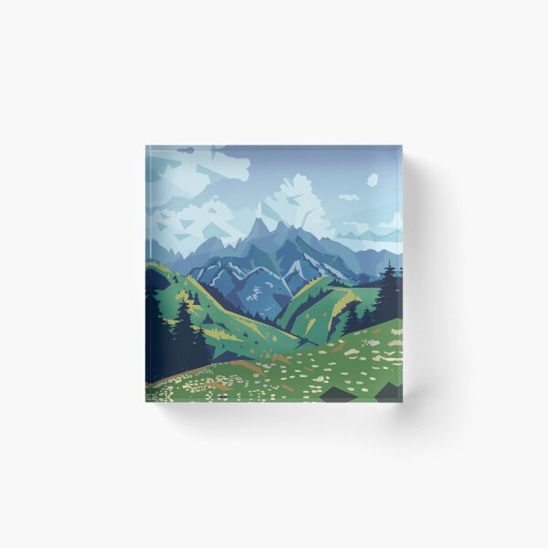 Artikelvorschau, Kunstdruck „Stilisierte Berglandschaft“ entworfen und verkauft von Amelune Sketchbook.
