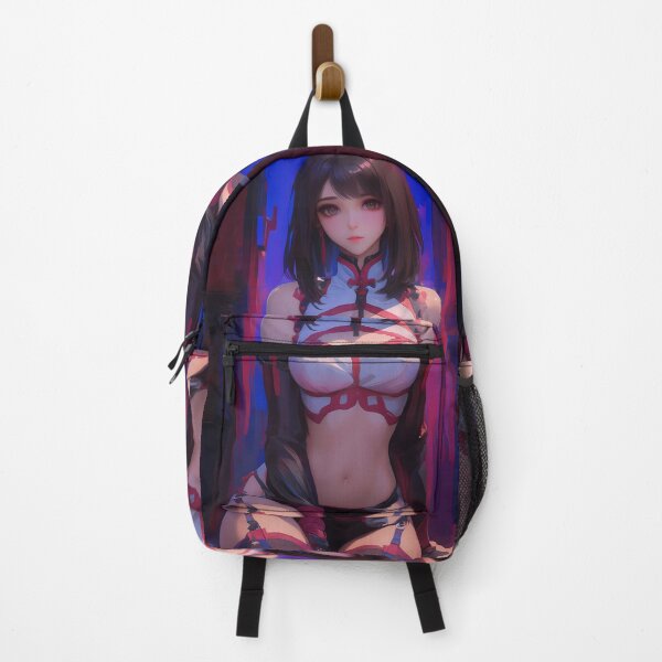 Item preview, Epic Anime Venomous Cyber Warrior Girl in Crimson Straps and Neon Blue Glow designed and sold by juniorcastros.