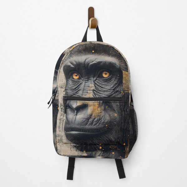 Item preview, Portrait Animal Gorilla Regal Essence Illuminated Golden Grid Primal Majesty designed and sold by juniorcastros.