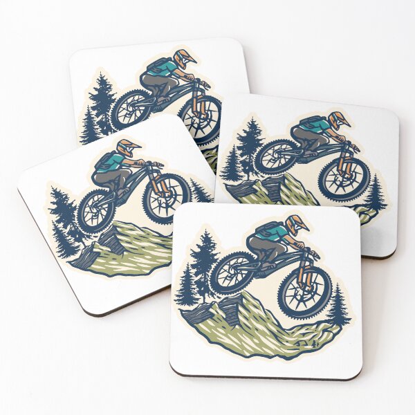 Artikelvorschau, Mountainbiker springt auf Trail – Abenteuer-Aufkleber-Kunst entworfen und verkauft von PRINTJIT.