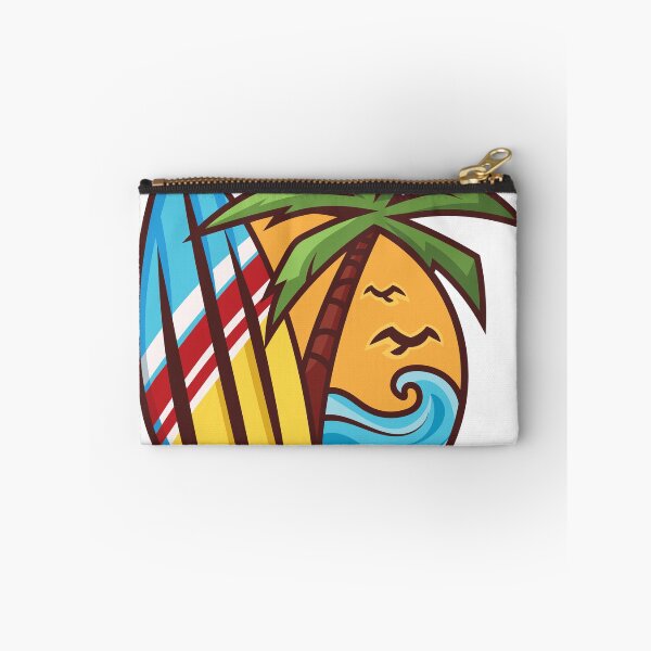 Aperçu de l'œuvre Ambiance surf tropicale – Motif plage, vagues et palmiers créée et vendue par PRINTJIT.