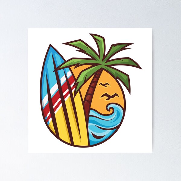 Item preview, Tropical Surf Vibes – Beach, Waves & Palm Tree Design designed and sold by PRINTJIT.