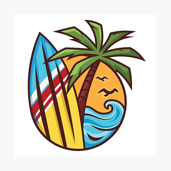 Item preview, Tropical Surf Vibes – Beach, Waves & Palm Tree Design designed and sold by PRINTJIT.
