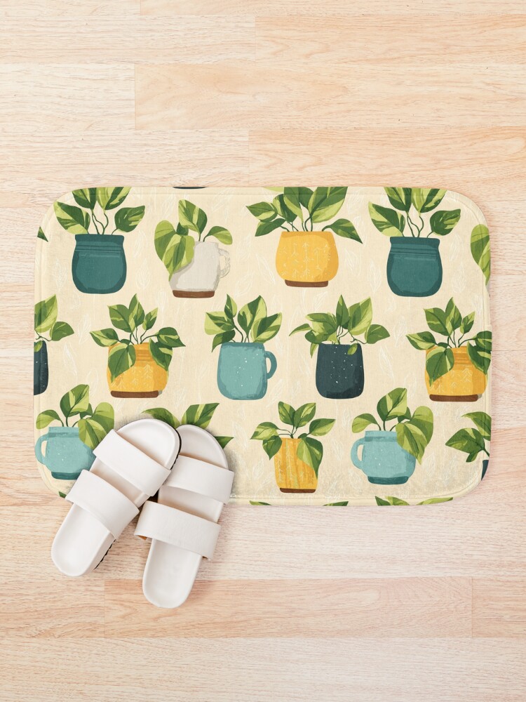Thumbnail 1 of 6, Bath Mat, Pothos Pattern designed and sold by bapupa.
